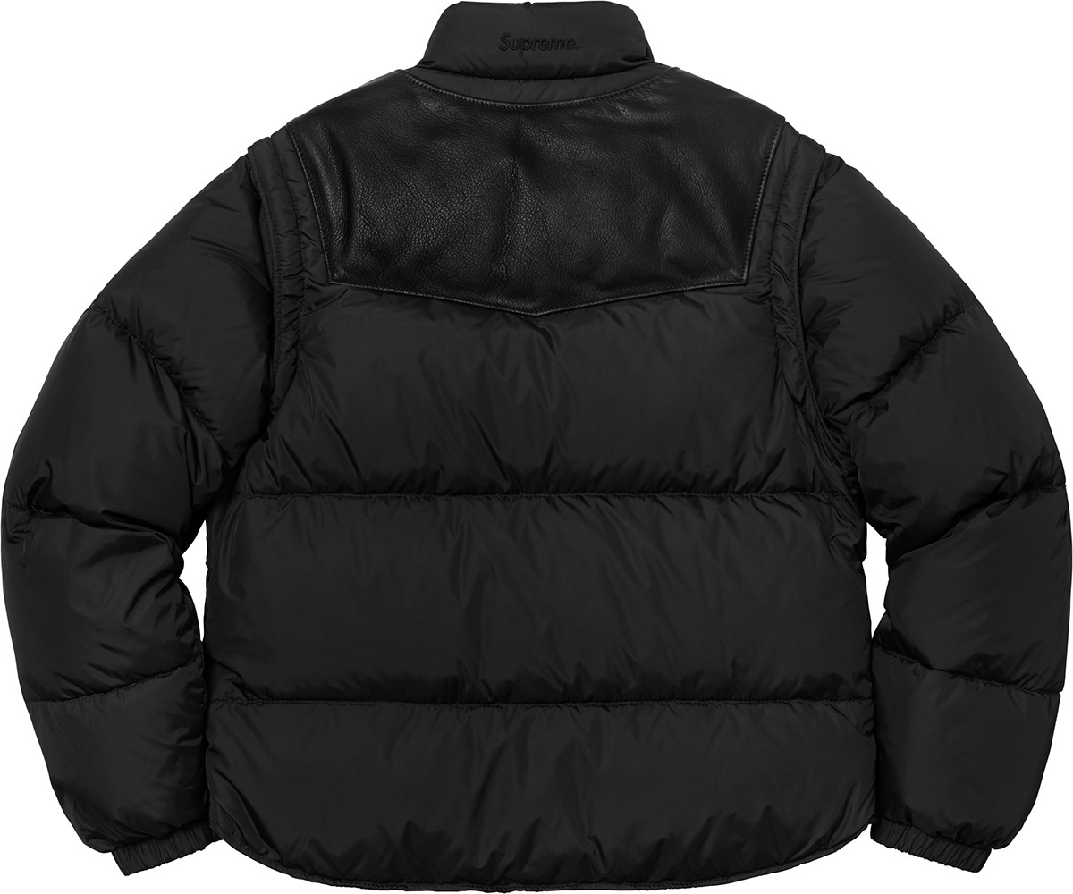 Supreme®/Schott® Down Leather Vest Puffy Jacket view 2